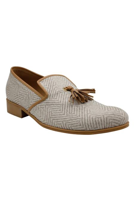 Pako_Cream Textured Thomas Tasselled Shoes _Online_at_Aza_Fashions