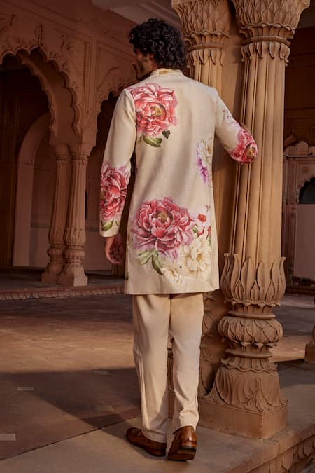 Kalista Ridhwan Floral Pattern Sherwani Set 
