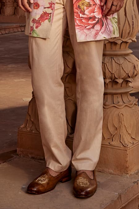 Kalista_Multi Color Silk, Twill Embroidery Ridhwan Floral Pattern Sherwani Set _Online_at_Aza_Fashions