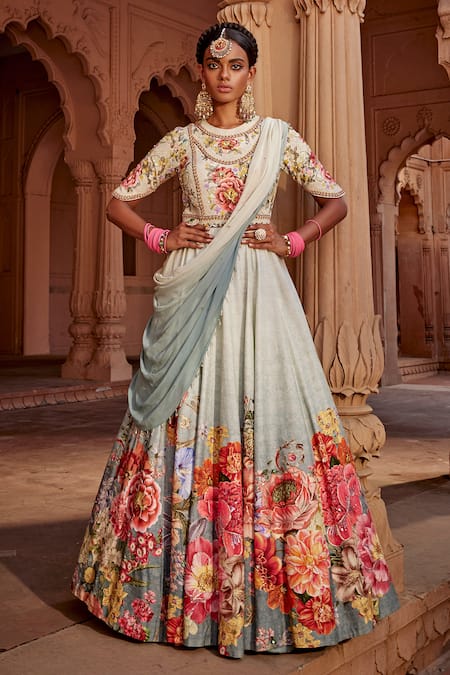 Kalista Manya Raw Silk Embroidered Yoke Anarkali With Dupatta 