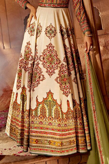 Kalista Off White Silk, Net Sequins, Beads, Zaina Raw Yoke Anarkali With Dupatta at Aza Fashions Kalista_Off White Silk, Net Sequins, Beads, Zaina Raw Yoke Anarkali With Dupatta _at_Aza_Fashions