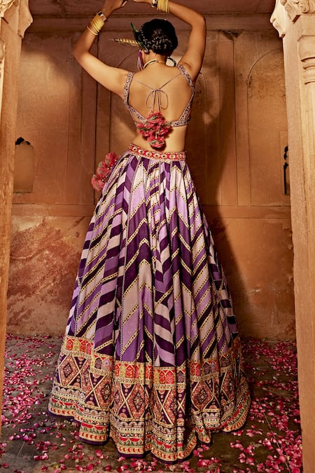 Kalista Leher Geometric Print Bridal Lehenga Set 