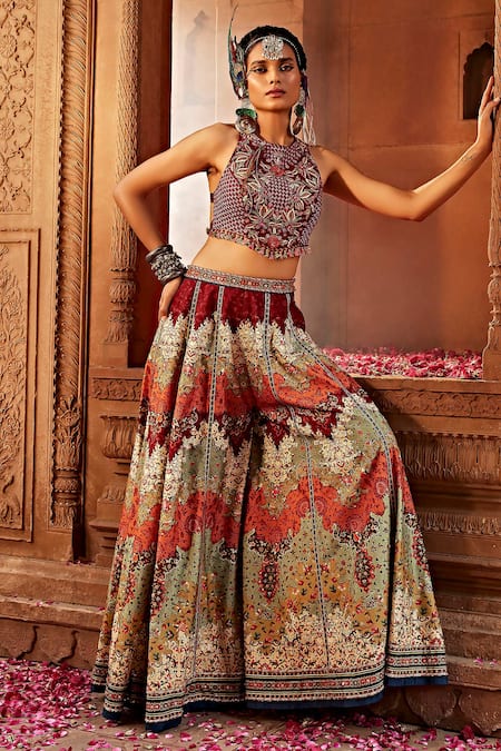 Kalista Mehvish Floral Pattern Sharara & Blouse Set 