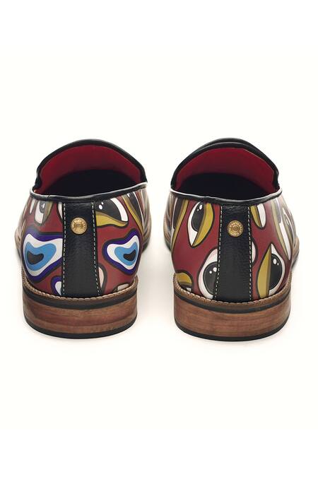 Buy_Banjaaran Studio_Red Abstract Nazar Pattern Loafers _Online_at_Aza_Fashions