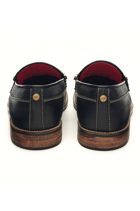 Buy Banjaaran Studio Black Abstract Nazar Pattern Leather Loafers Online at Aza Fashions Buy_Banjaaran Studio_Black Abstract Nazar Pattern Leather Loafers_Online_at_Aza_Fashions