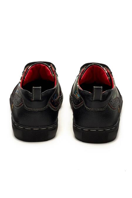 Buy Banjaaran Studio Black Floral Chintz Brogue Sneakers Online at Aza Fashions Buy_Banjaaran Studio_Black Floral Chintz Brogue Sneakers_Online_at_Aza_Fashions