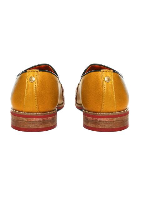 Banjaaran Studio_Yellow Embroidered Mustard Loafers_Online_at_Aza_Fashions