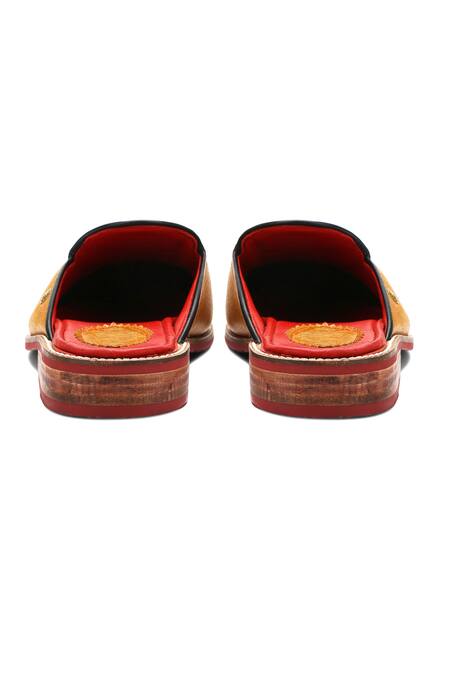Banjaaran Studio Yellow Hand Painted Leather Bloom Mules Online at Aza Fashions Banjaaran Studio_Yellow Hand Painted Leather Bloom Mules _Online_at_Aza_Fashions