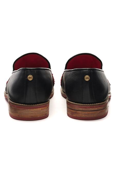 Buy Banjaaran Studio Black Embroidered Twin Lion Leon Loafers Online at Aza Fashions Buy_Banjaaran Studio_Black Embroidered Twin Lion Leon Loafers_Online_at_Aza_Fashions