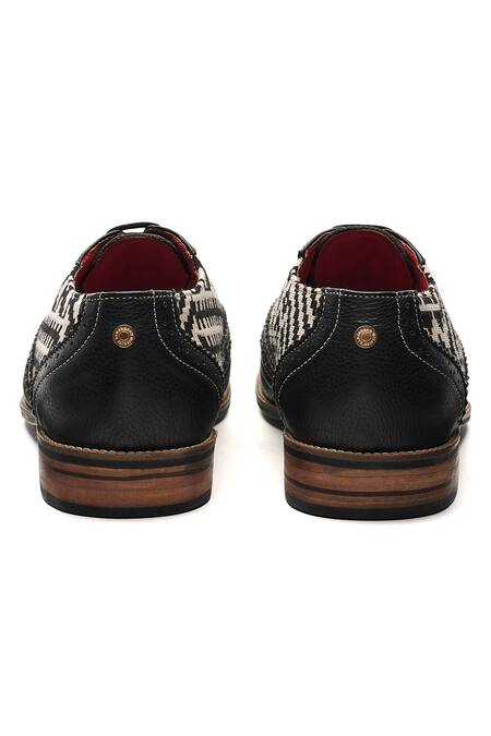 Buy_Banjaaran Studio_Black Texo Woven Brogue Shoes_Online_at_Aza_Fashions