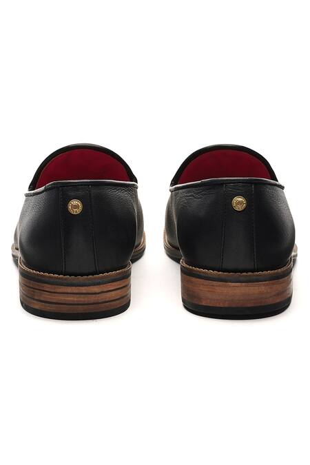 Buy Banjaaran Studio Black Texo Woven Slip-on Leather Loafers Online at Aza Fashions Buy_Banjaaran Studio_Black Texo Woven Slip-on Leather Loafers_Online_at_Aza_Fashions