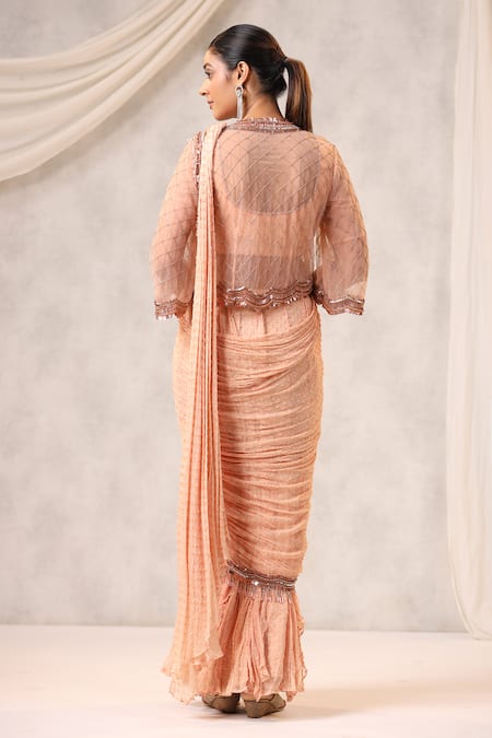 K-Anshika Pre-Draped Embroidered Saree With Blouse 