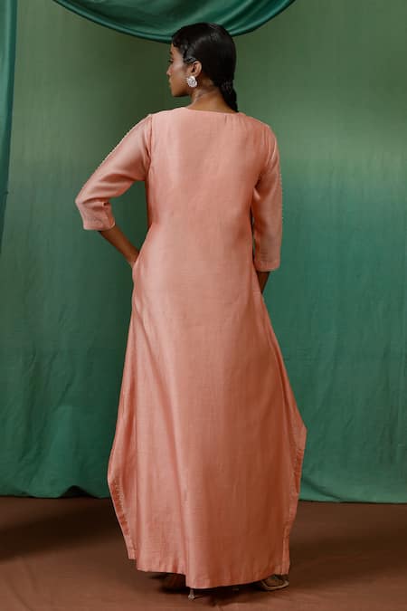 Chokhi Chorri Gulab Silk Chanderi Embroidered Yoke Dress 