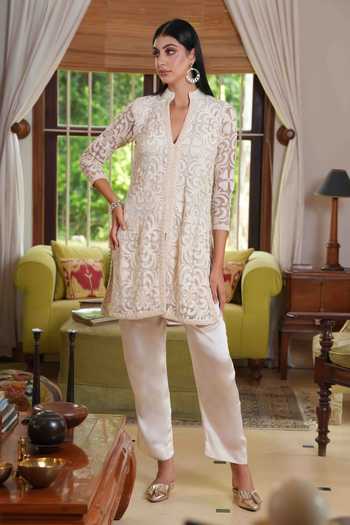 Nazar By Indu Pearls Hand Emboidered Kurta & Pant Set 
