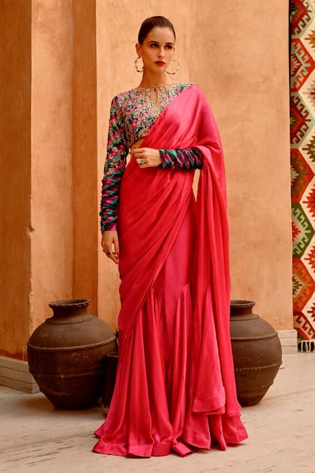 Pallavi Jaipur Pre-Draped Saree With Queen Blouse 