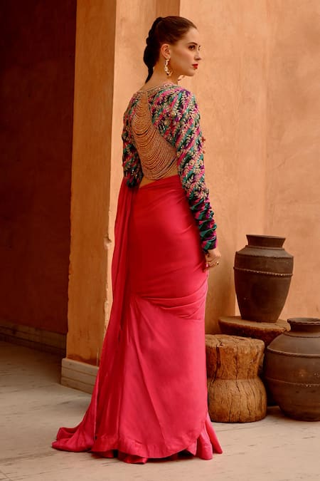 Pallavi Jaipur Pre-Draped Saree With Queen Blouse 