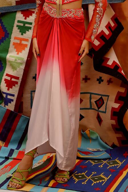 Buy Pallavi Jaipur Red Cotton Satin, Lycra Diamonds, Embroidery Draped Skirt And Corset Blouse Set Online at Aza Fashions Buy_Pallavi Jaipur_Red Cotton Satin, Lycra Diamonds, Embroidery Draped Skirt And Corset Blouse Set _Online_at_Aza_Fashions