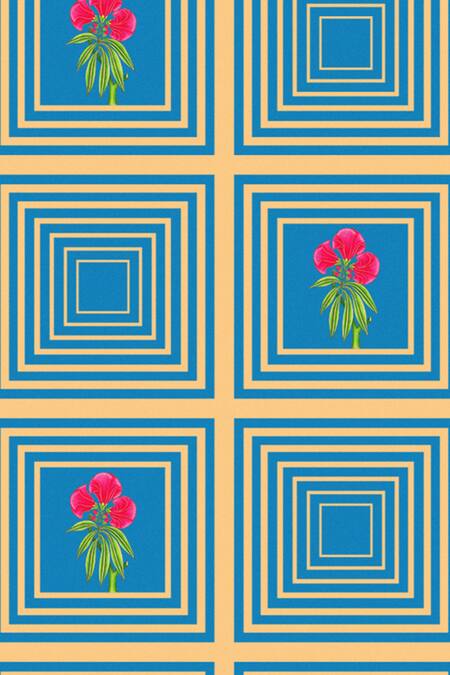 Shop Oris Root Blue Front Blended Cotton Canvas Back Azhar Checkered Placemats Set Of 6 Online at Aza Fashions Shop_Oris Root_Blue Front Blended Cotton Canvas Back Azhar Checkered Placemats Set Of 6_Online_at_Aza_Fashions