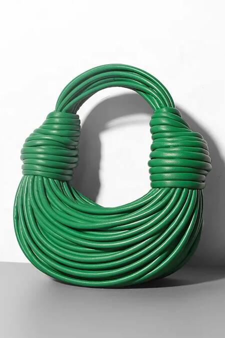 Pine And Drew Green Iris Noodle Strap Leather Bag Online at Aza Fashions Pine And Drew_Green Iris Noodle Strap Leather Bag_Online_at_Aza_Fashions