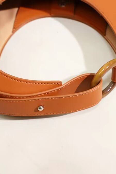 Shop Pine And Drew Brown Luna Crescent Shaped Handbag Online at Aza Fashions Shop_Pine And Drew_Brown Luna Crescent Shaped Handbag_Online_at_Aza_Fashions