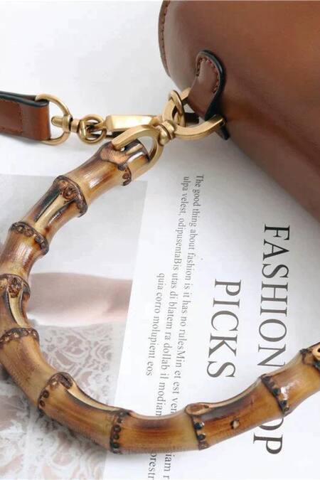 Buy_Pine And Drew_Brown Vivian Leather Box Shaped Handbag_Online_at_Aza_Fashions