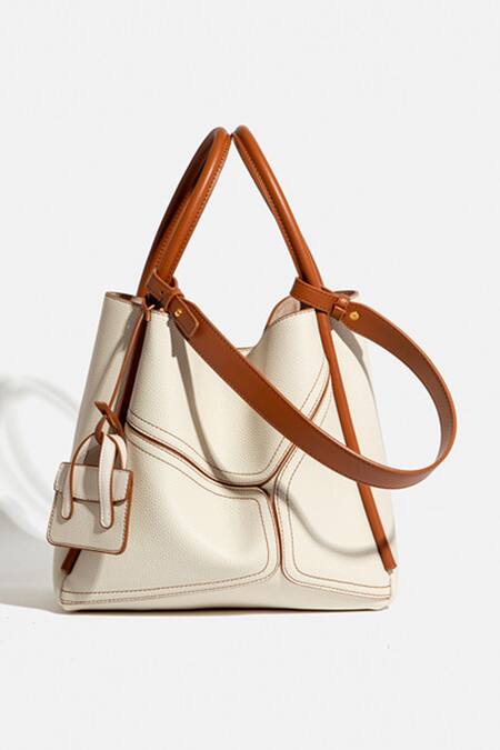 Pine And Drew_White Becca Textured Bag_Online_at_Aza_Fashions