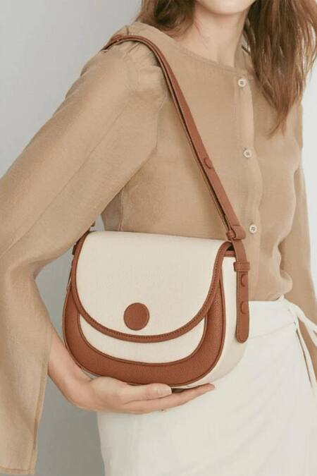 Pine And Drew_White Elizabeth Textured Bag_Online_at_Aza_Fashions