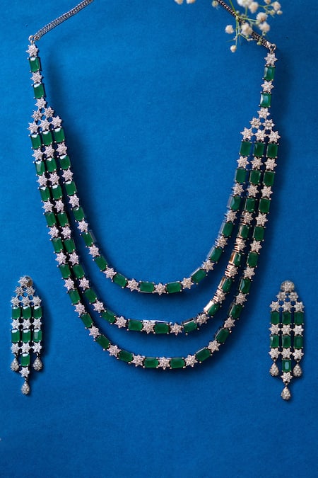 Zevar by Geeta Stone Studded Necklace Set 