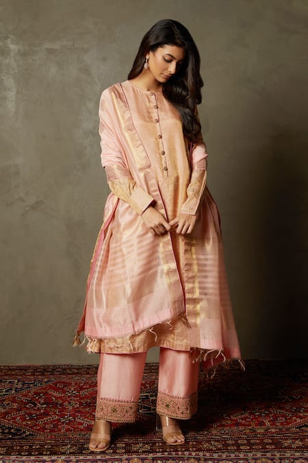 RI.Ritu Kumar Silk Woven Panelled Kurta Set 