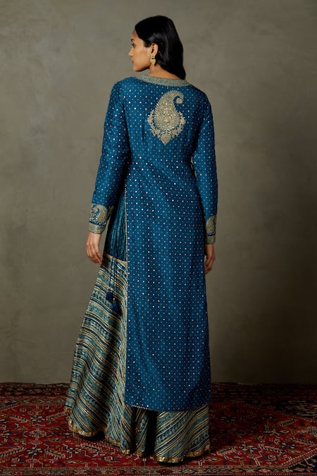 RI.Ritu Kumar Polka Dot Woven Kurta Gharara Set 