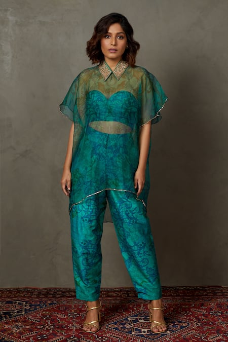 RI.Ritu Kumar Primrose Print & Embroidered Shirt Pant Set 