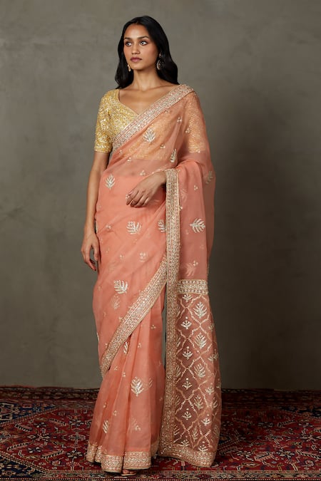 RI.Ritu Kumar Floral Embroidered Saree With Blouse 