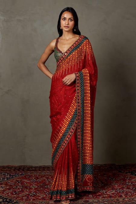 RI.Ritu Kumar Abstract Print Saree With Blouse 