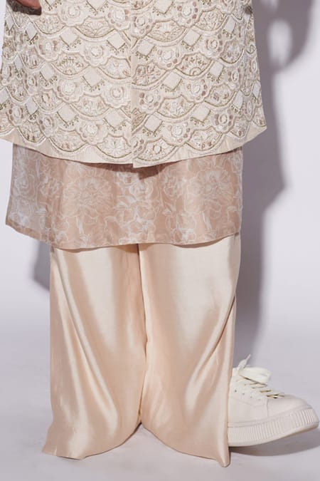 Varun Bahl_Beige Modal, Silk, , , Sherwani Set _at_Aza_Fashions