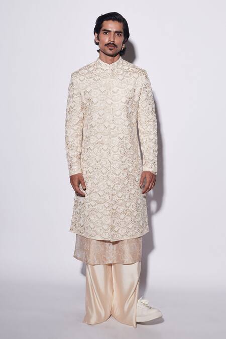 Buy_Varun Bahl_Beige Modal, Silk, , , Sherwani Set 