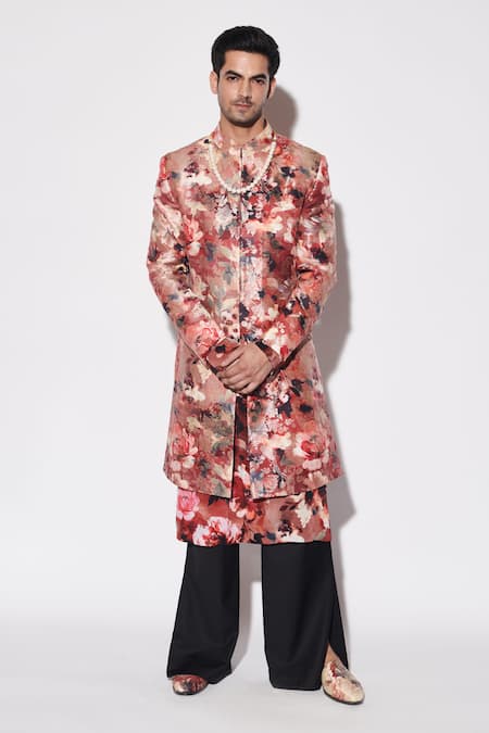 Varun Bahl Floral Print Sherwani Set 