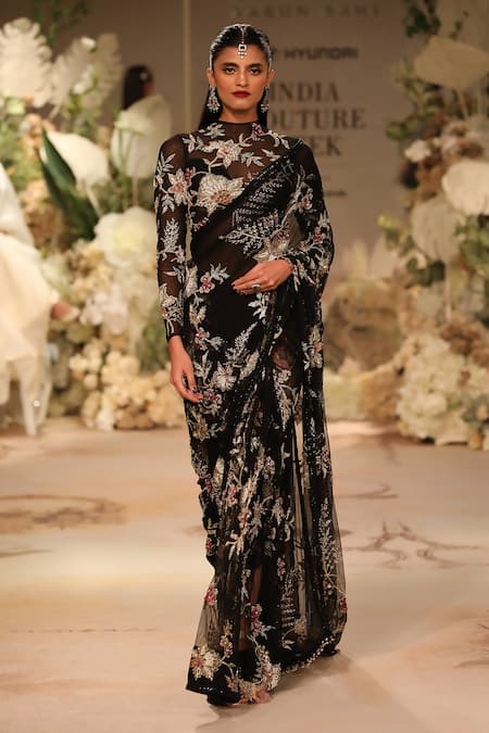 Varun Bahl Flower Vine Embroidered Saree Set 