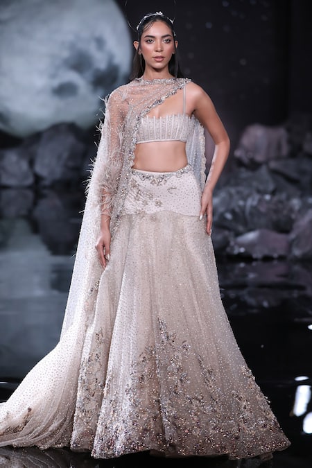 Champagne Pearl Lehenga | Seema Gujral – KYNAH