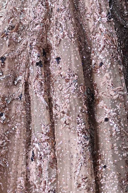 Dolly J_Beige Tulle Sequins, Beads, Crystals Alexandra Floral Embroidered Gown _at_Aza_Fashions