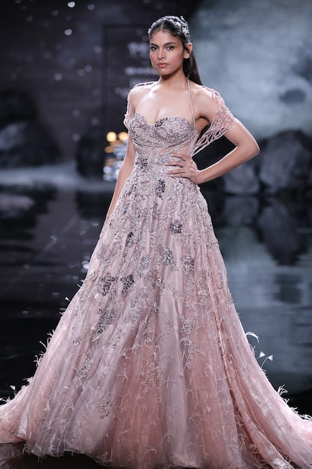 Dolly J Aris Metallic Pearl Embroidered Gown 