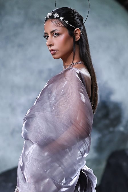 Buy Dolly J Grey Tulle Sequins, Beads, Crystals Asymmetric Helena Embroidered Bodycon Gown Online at Aza Fashions Buy_Dolly J_Grey Tulle Sequins, Beads, Crystals Asymmetric Helena Embroidered Bodycon Gown _Online_at_Aza_Fashions