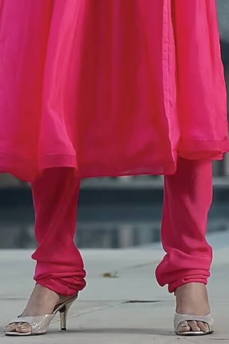 Kyra By Bhavna Magenta Silk, Crepe, Organza Sequins, Embroidery V-neck Angarkha Kurta Pant Set Online at Aza Fashions Kyra By Bhavna_Magenta Silk, Crepe, Organza Sequins, Embroidery V-neck Angarkha Kurta Pant Set _Online_at_Aza_Fashions