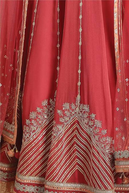 Kyra By Bhavna Coral Net, Crepe, Georgette Sequins, Embroidery And Thread Anarkali Pant Set Online at Aza Fashions Kyra By Bhavna_Coral Net, Crepe, Georgette Sequins, Embroidery And Thread Anarkali Pant Set _Online_at_Aza_Fashions