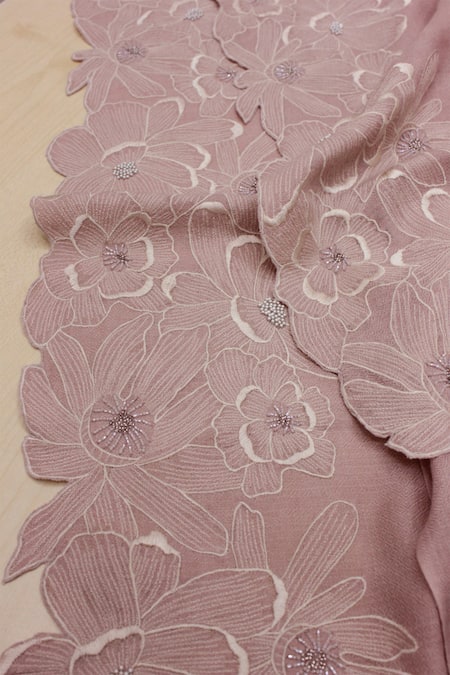 Buy_Mauli Cashmere_Pink Magnolia Bloom Pattern Stole_Online_at_Aza_Fashions