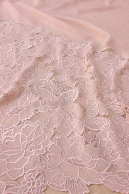 Buy_Mauli Cashmere_Ivory A Rose Dream Embroidered Stole_Online_at_Aza_Fashions