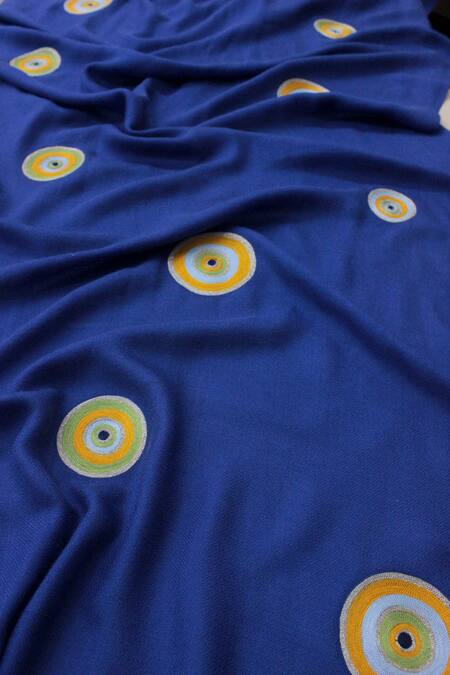 Buy_Mauli Cashmere_Blue The Evil Eye Pattern Stole_Online_at_Aza_Fashions