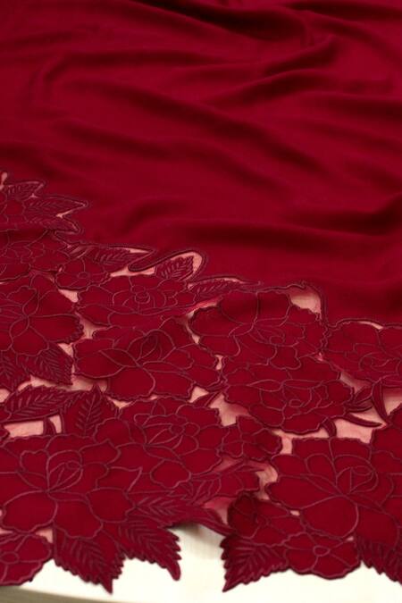Buy_Mauli Cashmere_Red A Rose Dream Pattern Stole_Online_at_Aza_Fashions