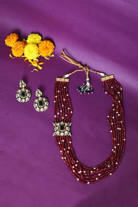 Moh-Maya By Disha Khatri Bead Layered Embellished Necklace Set 