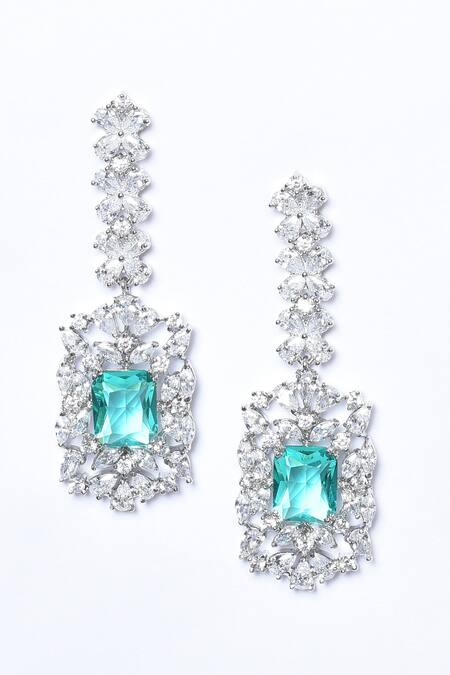 Moh-Maya By Disha Khatri_Green Stones, Zari Embellished Pendant Necklace Set _at_Aza_Fashions