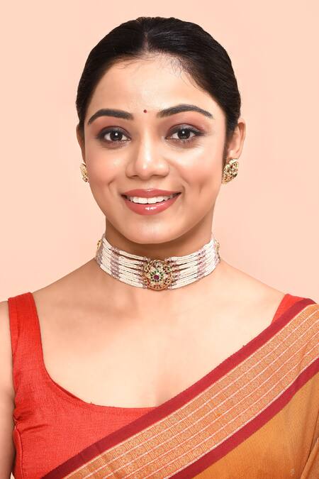 Moh-Maya By Disha Khatri_Multi Color Stones, Beads Embellished Pendant Choker Set _Online_at_Aza_Fashions